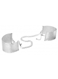 Серебристые наручники-браслеты Desir Metallique Handcuffs - Bijoux Indiscrets - купить с доставкой в Новосибирске