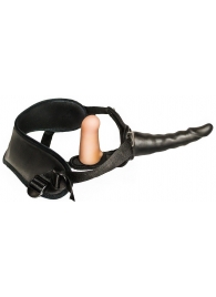 Женский страпон с чёрной насадкой и вагинальной пробкой - 17,5 см. - LOVETOY (А-Полимер) - купить с доставкой в Новосибирске