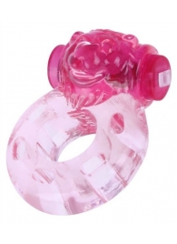 Розовое эрекционное виброкольцо  Медвежонок - White Label - в Новосибирске купить с доставкой