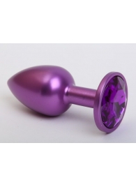 Фиолетовая анальная пробка с фиолетовым стразом - 7,6 см. - 4sexdreaM - купить с доставкой в Новосибирске
