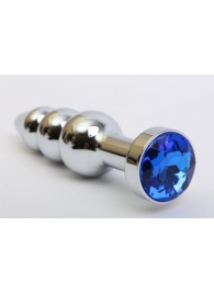Серебристая анальная ёлочка с синим кристаллом - 11,2 см. - 4sexdreaM - купить с доставкой в Новосибирске