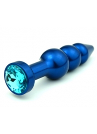 Синяя фигурная анальная пробка с голубым кристаллом - 11,2 см. - 4sexdreaM - купить с доставкой в Новосибирске