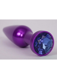 Фиолетовая анальная пробка с синим стразом - 11,2 см. - 4sexdreaM - купить с доставкой в Новосибирске