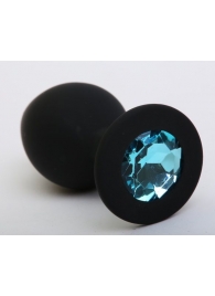 Чёрная силиконовая пробка с голубым стразом - 9,5 см. - 4sexdreaM - купить с доставкой в Новосибирске
