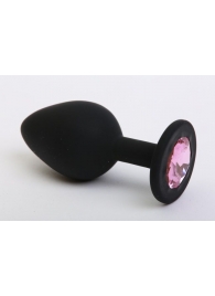 Чёрная силиконовая пробка с розовым стразом - 7,1 см. - 4sexdreaM - купить с доставкой в Новосибирске