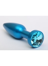 Большая синяя анальная пробка с голубым стразом - 11,2 см. - 4sexdreaM - купить с доставкой в Новосибирске