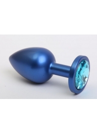 Синяя анальная пробка с голубым кристаллом - 8,2 см. - 4sexdreaM - купить с доставкой в Новосибирске