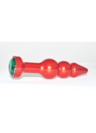 Красная анальная ёлочка с зеленым кристаллом - 11,2 см. - 4sexdreaM - купить с доставкой #SOTBIT_REGIONS_UF_V_REGION_NAME#