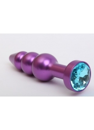 Фиолетовая фигурная анальная ёлочка с голубым кристаллом - 11,2 см. - 4sexdreaM - купить с доставкой в Новосибирске