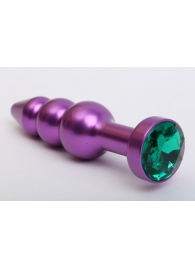 Фиолетовая фигурная анальная ёлочка с зелёным кристаллом - 11,2 см. - 4sexdreaM - купить с доставкой в Новосибирске