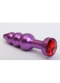 Фиолетовая фигурная анальная ёлочка с красным кристаллом - 11,2 см. - 4sexdreaM - купить с доставкой в Новосибирске