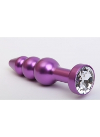 Фиолетовая фигурная анальная ёлочка с прозрачным кристаллом - 11,2 см. - 4sexdreaM - купить с доставкой в Новосибирске