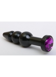 Чёрная анальная ёлочка с фиолетовым кристаллом - 11,2 см. - 4sexdreaM - купить с доставкой в Новосибирске