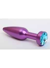 Фиолетовая анальная пробка с голубым стразом - 11,2 см. - 4sexdreaM - купить с доставкой в Новосибирске