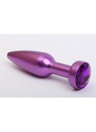 Фиолетовая анальная пробка с фиолетовым стразом - 11,2 см. - 4sexdreaM - купить с доставкой в Новосибирске