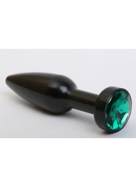 Чёрная удлинённая пробка с зелёным кристаллом - 11,2 см. - 4sexdreaM - купить с доставкой в Новосибирске