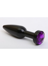 Чёрная удлинённая пробка с фиолетовым кристаллом - 11,2 см. - 4sexdreaM - купить с доставкой #SOTBIT_REGIONS_UF_V_REGION_NAME#
