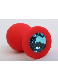 Красная силиконовая пробка с голубым стразом - 8,2 см. - 4sexdreaM - купить с доставкой в Новосибирске
