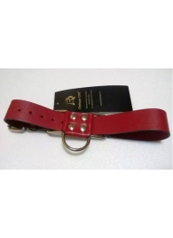 Широкие красные ременные наручники с полукольцом - Подиум - купить с доставкой в Новосибирске