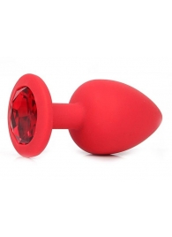 Красная силиконовая пробка с красным кристаллом размера M - 8 см. - Vandersex - купить с доставкой #SOTBIT_REGIONS_UF_V_REGION_NAME#