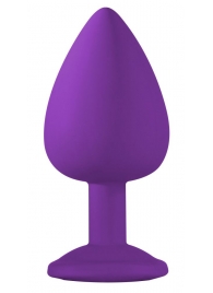 Большая фиолетовая анальная пробка Emotions Cutie Large с голубым кристаллом - 10 см. - Lola Games - купить с доставкой в Новосибирске