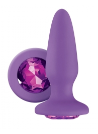 Фиолетовая анальная пробка с фиолетовым кристаллом Glams Purple Gem - 10,4 см. - NS Novelties - купить с доставкой в Новосибирске