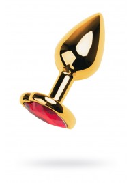 Золотистая анальная пробка с кристаллом-сердцем - 7,5 см. - ToyFa - купить с доставкой в Новосибирске