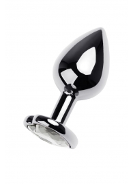 Серебристая анальная пробка с прозрачным кристаллом-сердцем - 8 см. - ToyFa - купить с доставкой в Новосибирске