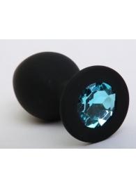 Чёрная анальная втулка с голубым кристаллом - 7,3 см. - Джага-Джага - купить с доставкой в Новосибирске