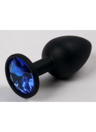 Чёрная анальная втулка с синим кристаллом - 7,3 см. - Джага-Джага - купить с доставкой в Новосибирске