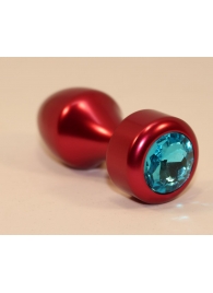 Красная анальная пробка с голубым кристаллом - 7,8 см. - 4sexdreaM - купить с доставкой в Новосибирске