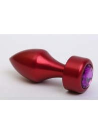 Красная анальная пробка с фиолетовым кристаллом - 7,8 см. - 4sexdreaM - купить с доставкой в Новосибирске