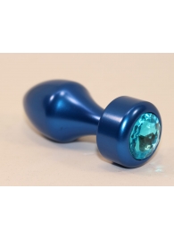 Синяя анальная пробка с голубым кристаллом - 7,8 см. - 4sexdreaM - купить с доставкой в Новосибирске
