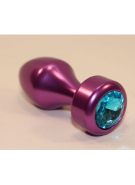 Фиолетовая анальная пробка с голубым кристаллом - 7,8 см. - 4sexdreaM - купить с доставкой в Новосибирске
