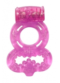 Розовое эрекционное кольцо Rings Treadle с подхватом - Lola Games - в Новосибирске купить с доставкой