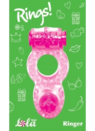 Розовое эрекционное кольцо с вибрацией Rings Ringer - Lola Games - в Новосибирске купить с доставкой