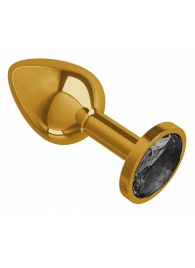 Золотистая анальная втулка с чёрным кристаллом - 7 см. - Джага-Джага - купить с доставкой в Новосибирске