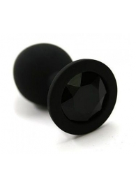 Чёрная анальная втулка с чёрным кристаллом - 7,3 см. - Джага-Джага - купить с доставкой в Новосибирске