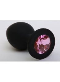 Чёрная анальная втулка с розовым кристаллом - 7,3 см. - Джага-Джага - купить с доставкой в Новосибирске