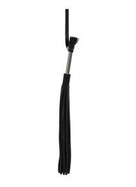 Чёрная кожаная плеть с 25 хвостами и металлической ручкой - 53 см. - Джага-Джага - купить с доставкой в Новосибирске