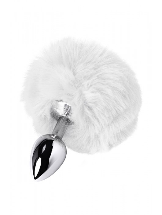 Серебристая анальная втулка TOYFA Metal с белым хвостиком - ToyFa - купить с доставкой в Новосибирске