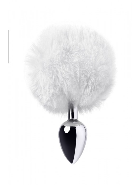 Серебристая анальная втулка TOYFA Metal с белым хвостиком - ToyFa - купить с доставкой в Новосибирске