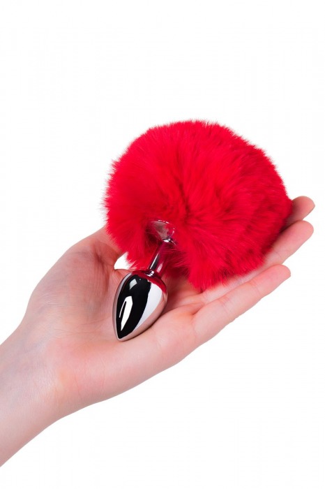 Серебристая анальная втулка TOYFA Metal с красным хвостиком - ToyFa - купить с доставкой в Новосибирске