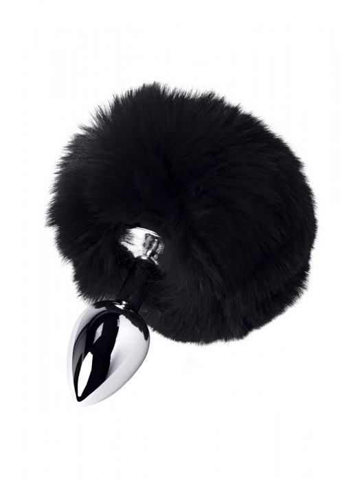 Серебристая анальная втулка TOYFA Metal с черным хвостиком - ToyFa - купить с доставкой в Новосибирске