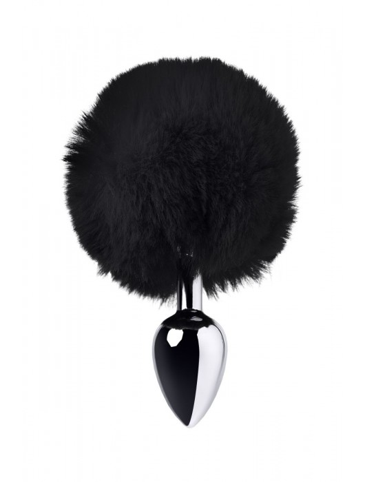 Серебристая анальная втулка TOYFA Metal с черным хвостиком - ToyFa - купить с доставкой в Новосибирске