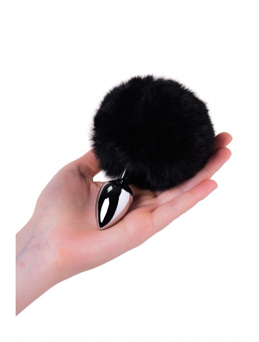 Серебристая анальная втулка TOYFA Metal с черным хвостиком - ToyFa - купить с доставкой в Новосибирске