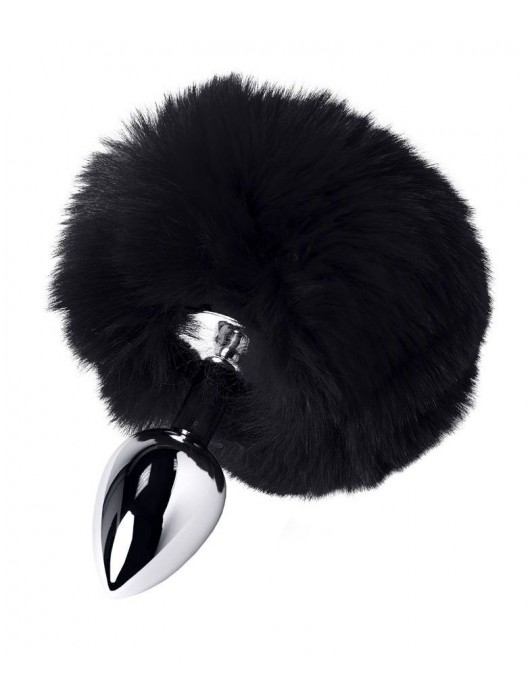 Серебристая анальная втулка TOYFA Metal с черным хвостиком - ToyFa - купить с доставкой в Новосибирске