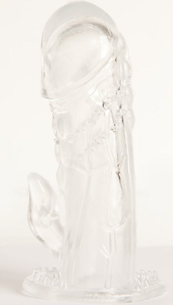 Прозрачная гелевая насадка с клиторальным отростком - 13 см. - Toyfa Basic - в Новосибирске купить с доставкой