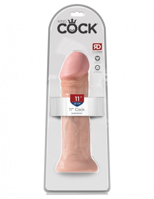 Фаллоимитатор-гигант телесного цвета на присоске 11  Cock - 28 см. - Pipedream