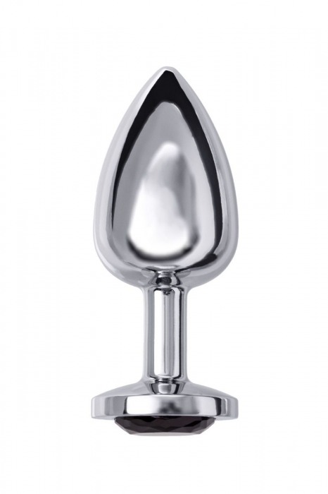 Большая серебристая анальная втулка с чёрным кристаллом - 8,5 см. - ToyFa - купить с доставкой в Новосибирске